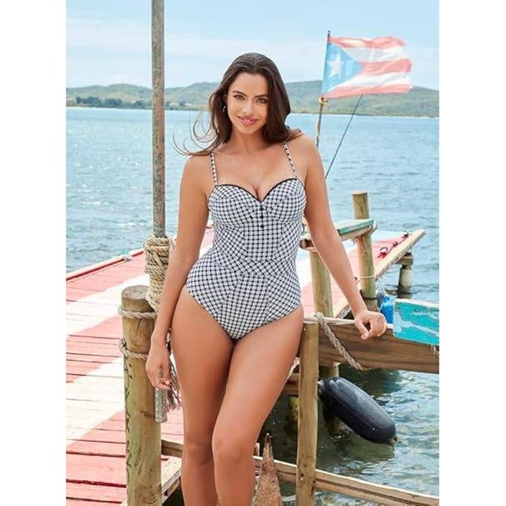 Miraclesuit one piece swimsuit size XL Skinny‎ Dippers gingham tummy control